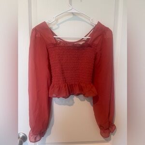 Chance Or Fate Women’s Size XS Red Pink Long Sleeve Dress Up Shirt.